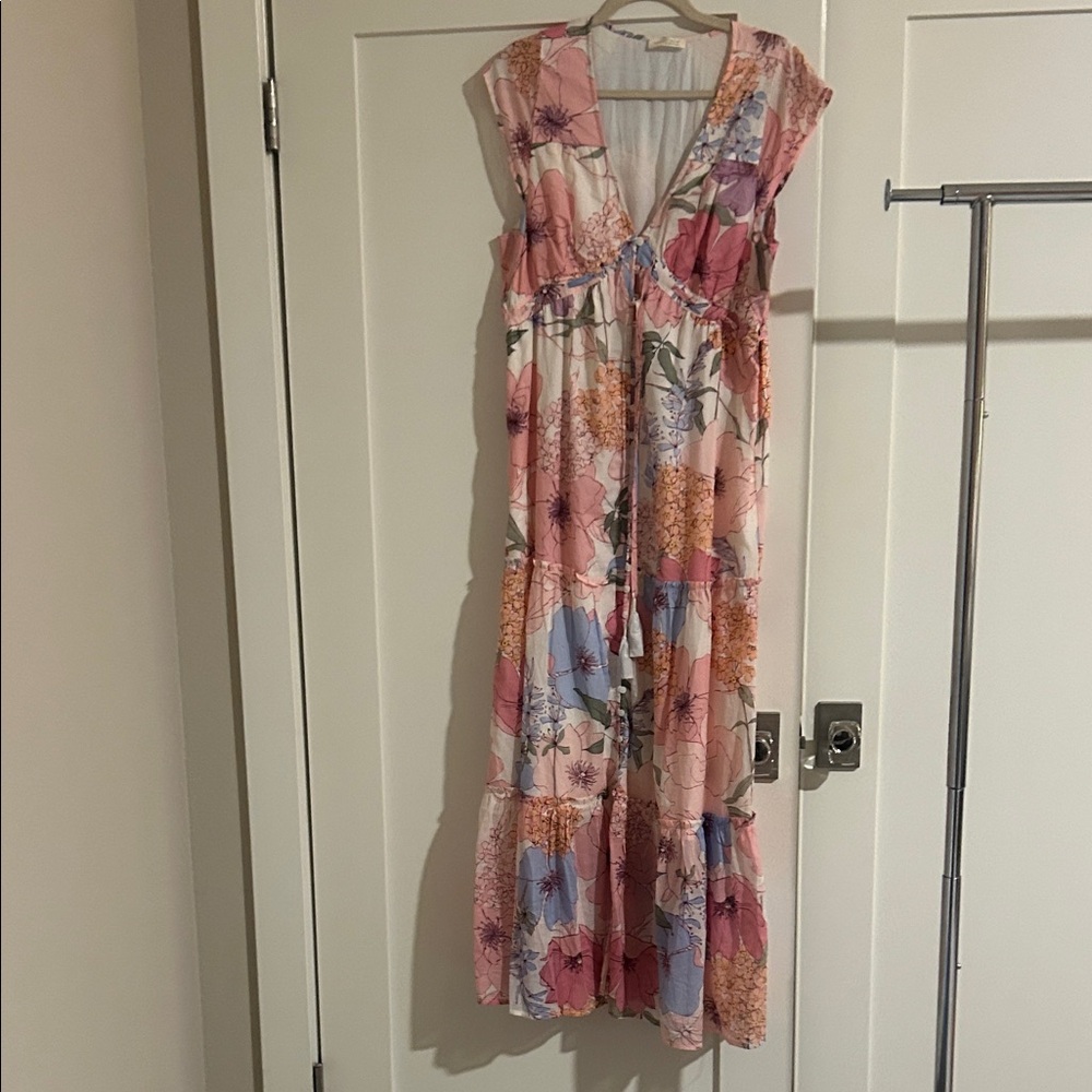 Lovestitch Floral Maxi Dress in Pink and Blue